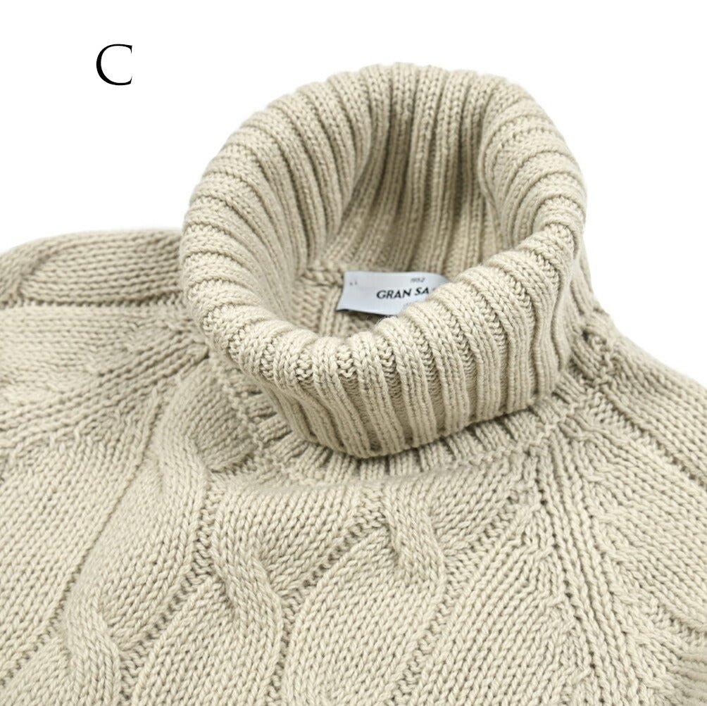 秋冬先行セール｜GRAN SASSO ヴァージンウール100% ケーブル編みタートルネックニットセーター｜415124-A-46｜GUARDAROBA MILANO OFFICIAL STORE