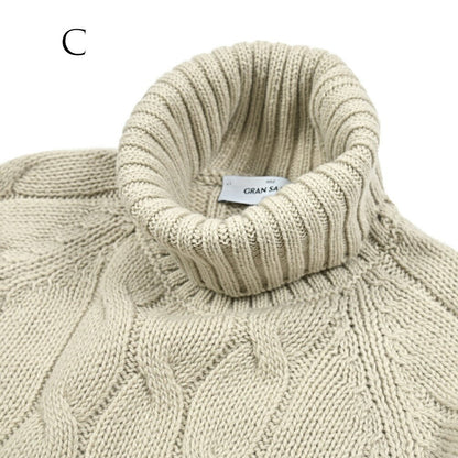 秋冬先行セール｜GRAN SASSO ヴァージンウール100% ケーブル編みタートルネックニットセーター｜415124-A-46｜GUARDAROBA MILANO OFFICIAL STORE