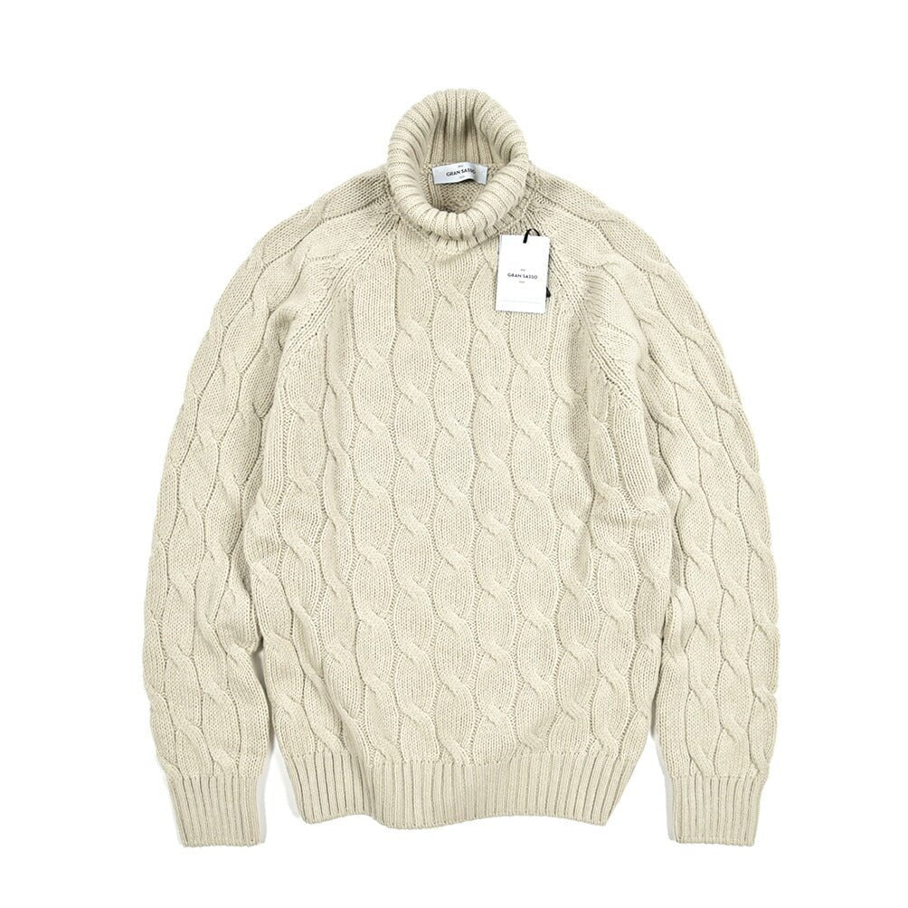 秋冬先行セール｜GRAN SASSO ヴァージンウール100% ケーブル編みタートルネックニットセーター｜415124-A-46｜GUARDAROBA MILANO OFFICIAL STORE