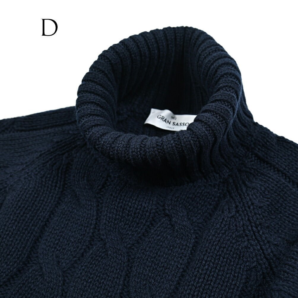 秋冬先行セール｜GRAN SASSO ヴァージンウール100% ケーブル編みタートルネックニットセーター｜415124-A-46｜GUARDAROBA MILANO OFFICIAL STORE