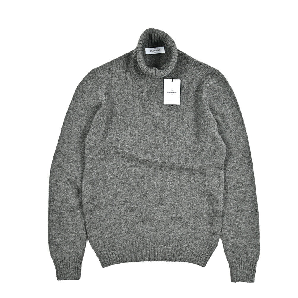 【BERRY/290】GRAN SASSO / ブークレ タートルネック ニット Gran Sasso チェック模様 タートルネックニット グランサッソ モコモコ