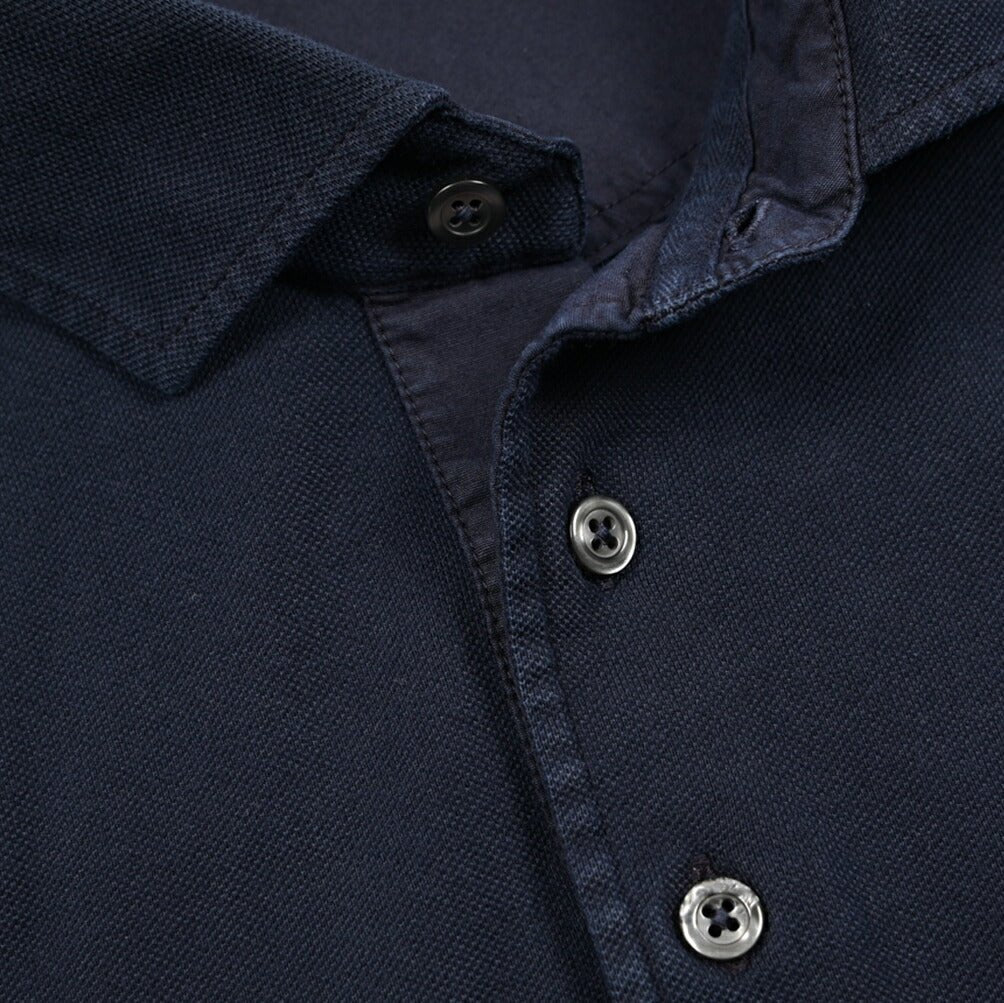 極美品 GRAN SASSO ポロシャツ ニット 鹿の子 ネイビー Mイタリア製 GRAN SASSO グランサッソ / コットン100% 鹿の子ポロシャツ