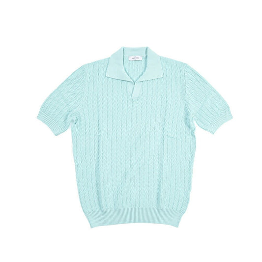 GRAN SASSO コットン100% スキッパーカラー半袖ニットポロシャツ ライトグリーン 54 | GUARDAROBA MILANO OFFICIAL STORE
