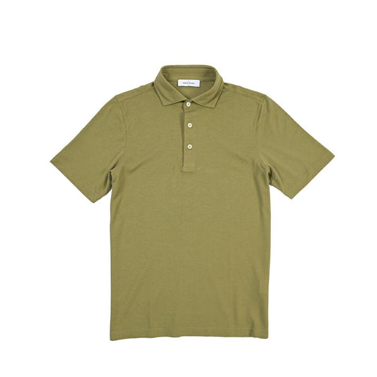 GRAN SASSO コットン100% 半袖鹿の子ポロシャツ カーキグリーン 48 | GUARDAROBA MILANO OFFICIAL STORE