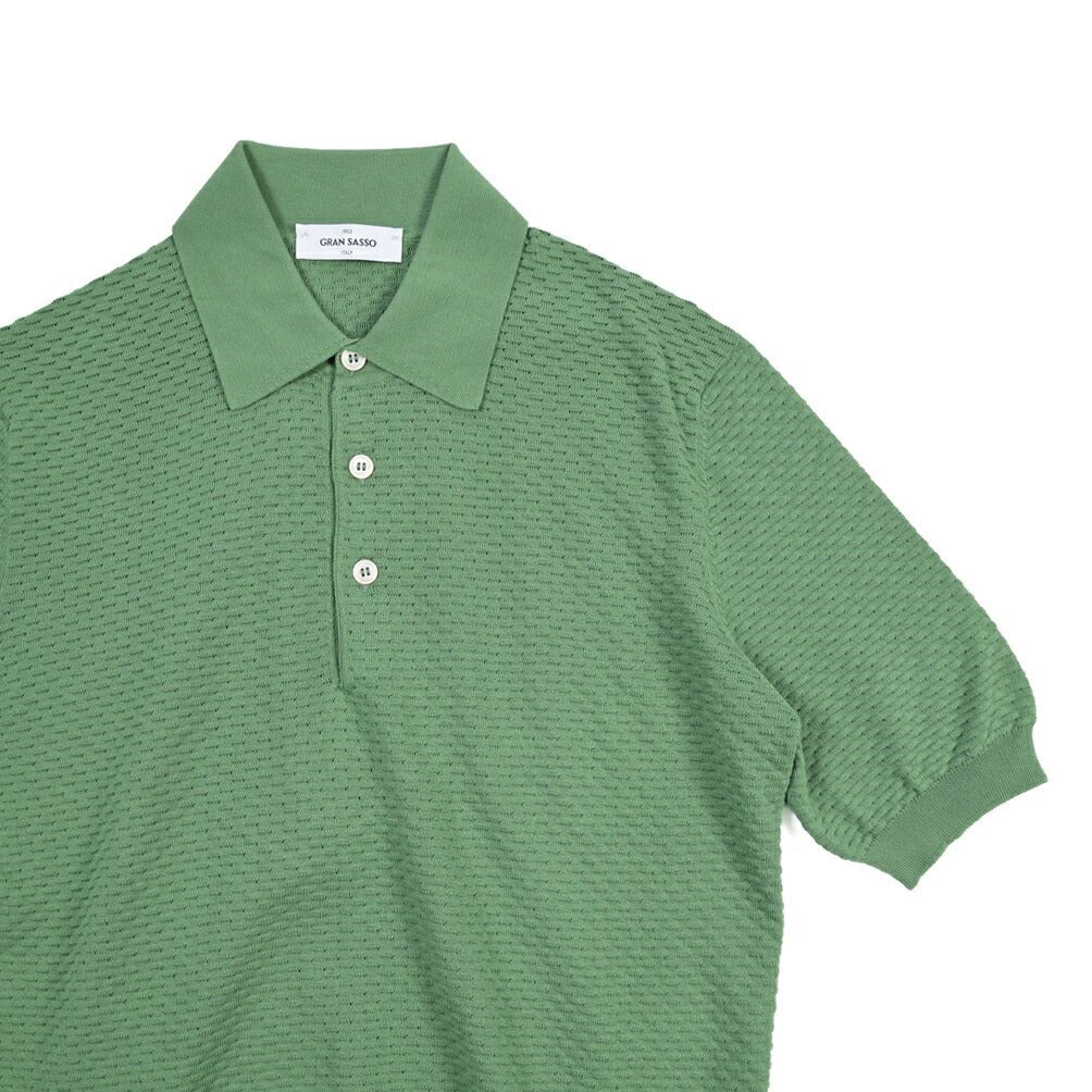 GRAN SASSO コットン100% 半袖ニットポロシャツ グリーン 50 | GUARDAROBA MILANO OFFICIAL STORE