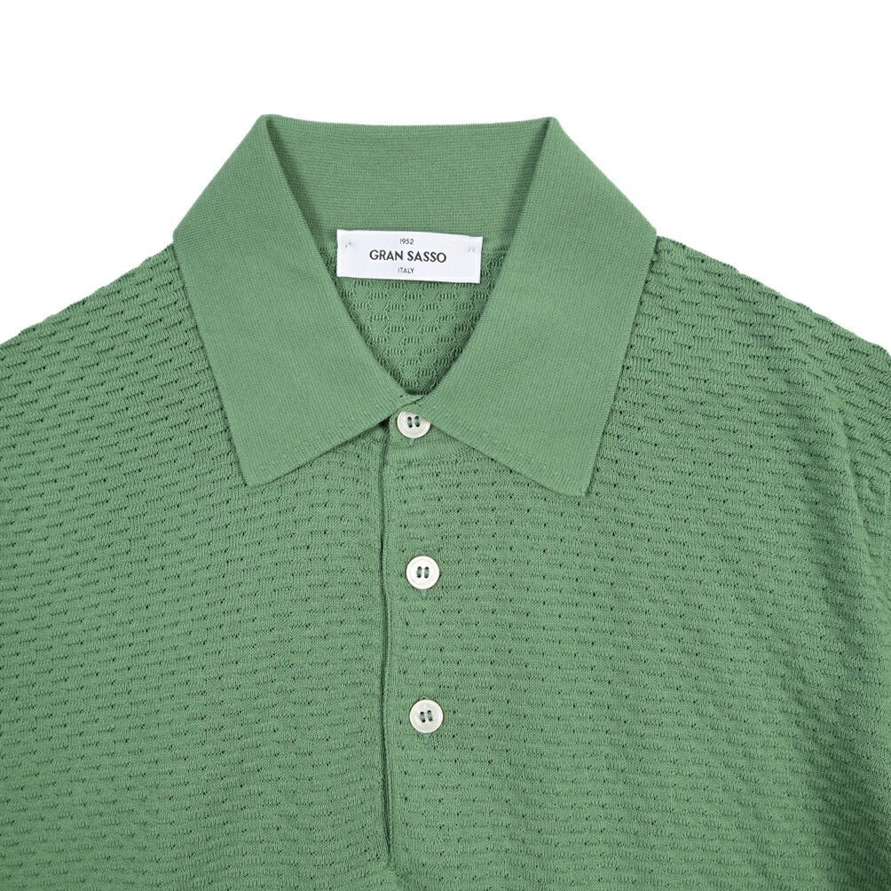 GRAN SASSO コットン100% 半袖ニットポロシャツ グリーン 50 | GUARDAROBA MILANO OFFICIAL STORE