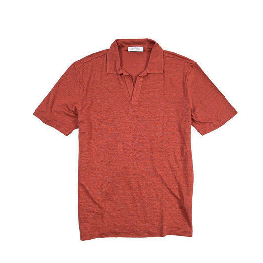 GRAN SASSO リネン100% スキッパーカラー半袖ニットポロシャツ レッド 52 | GUARDAROBA MILANO OFFICIAL STORE