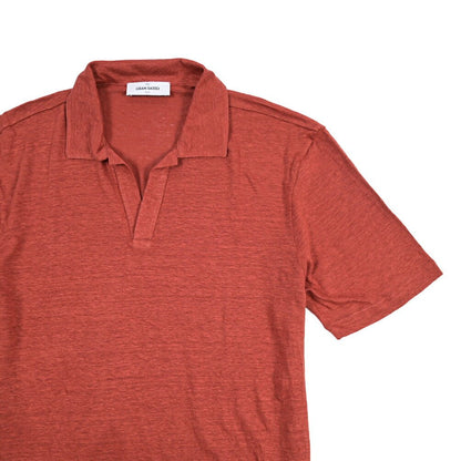 GRAN SASSO リネン100% スキッパーカラー半袖ニットポロシャツ レッド 52 | GUARDAROBA MILANO OFFICIAL STORE