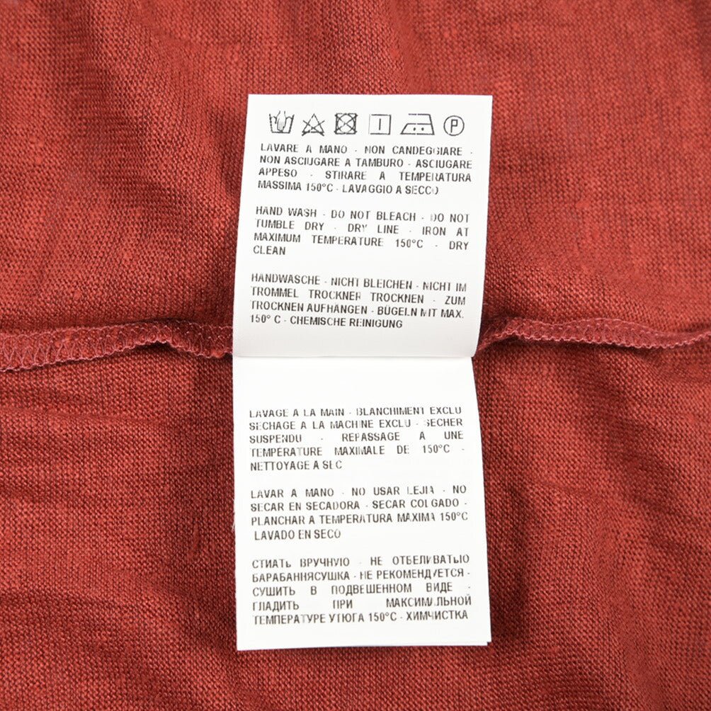 GRAN SASSO リネン100% スキッパーカラー半袖ニットポロシャツ レッド 52 | GUARDAROBA MILANO OFFICIAL STORE