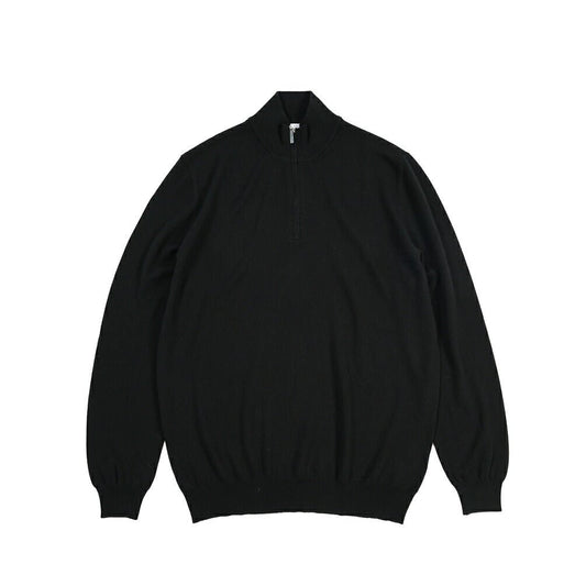 GRAN SASSO カシミヤ100% ハーフジップハイゲージニットセーター ブラック 56 | GUARDAROBA MILANO OFFICIAL STORE