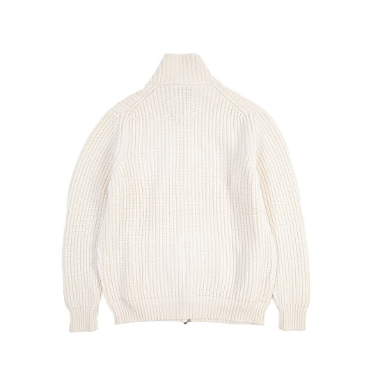 GRAN SASSO カシミヤ100% スタンドカラージップアップローゲージニットセーター オフホワイト 54 | GUARDAROBA MILANO OFFICIAL STORE