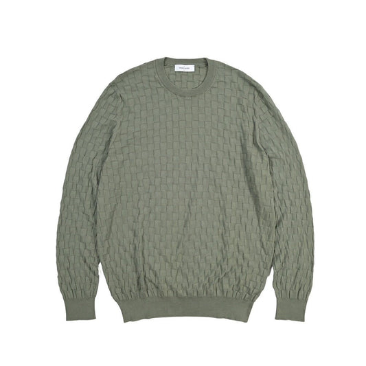 GRAN SASSO コットン100% プルオーバーハイゲージニットセーター カーキグリーン 56 | GUARDAROBA MILANO OFFICIAL STORE