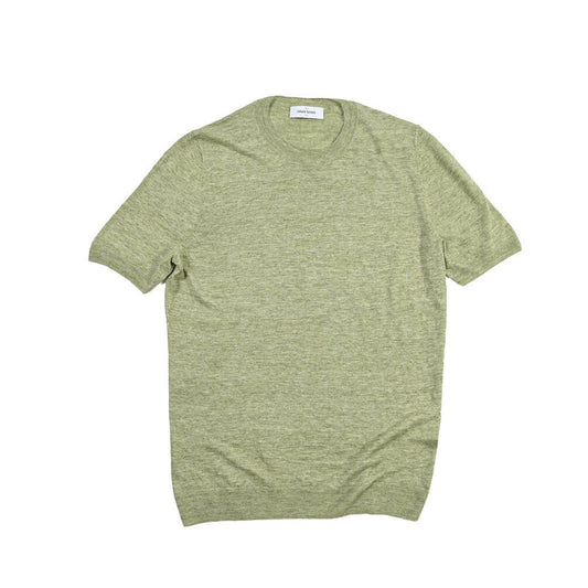 GRAN SASSO リネン100% ハイゲージクルーネック半袖ニットTシャツ グリーン 50 | GUARDAROBA MILANO OFFICIAL STORE