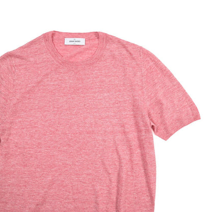 GRAN SASSO リネン100% ハイゲージクルーネック半袖ニットTシャツ ピンク 48 | GUARDAROBA MILANO OFFICIAL STORE