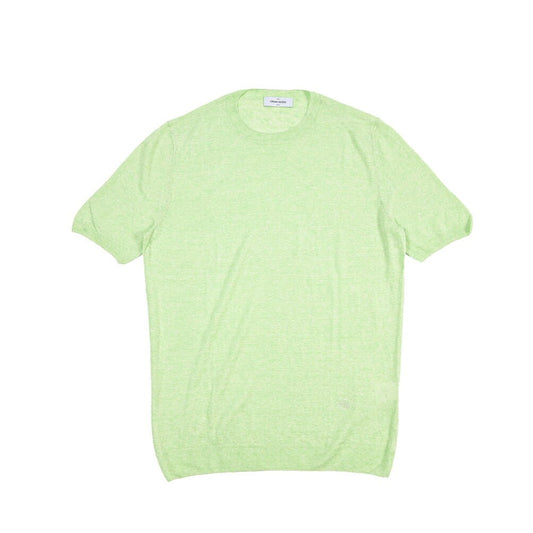 GRAN SASSO リネン100% ハイゲージクルーネック半袖ニットTシャツ ライトグリーン 48 | GUARDAROBA MILANO OFFICIAL STORE