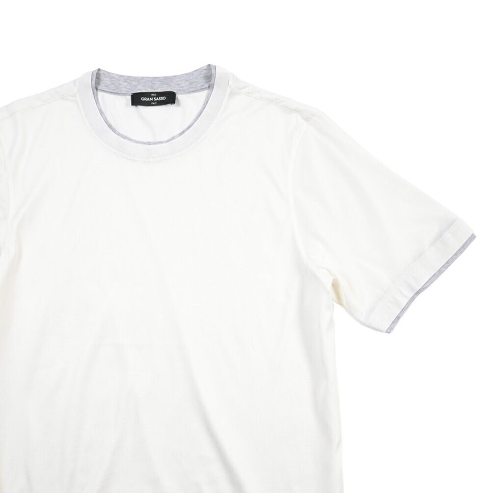 GRAN SASSO コットン100% クルーネック半袖Tシャツ ホワイト 50 | GUARDAROBA MILANO OFFICIAL STORE