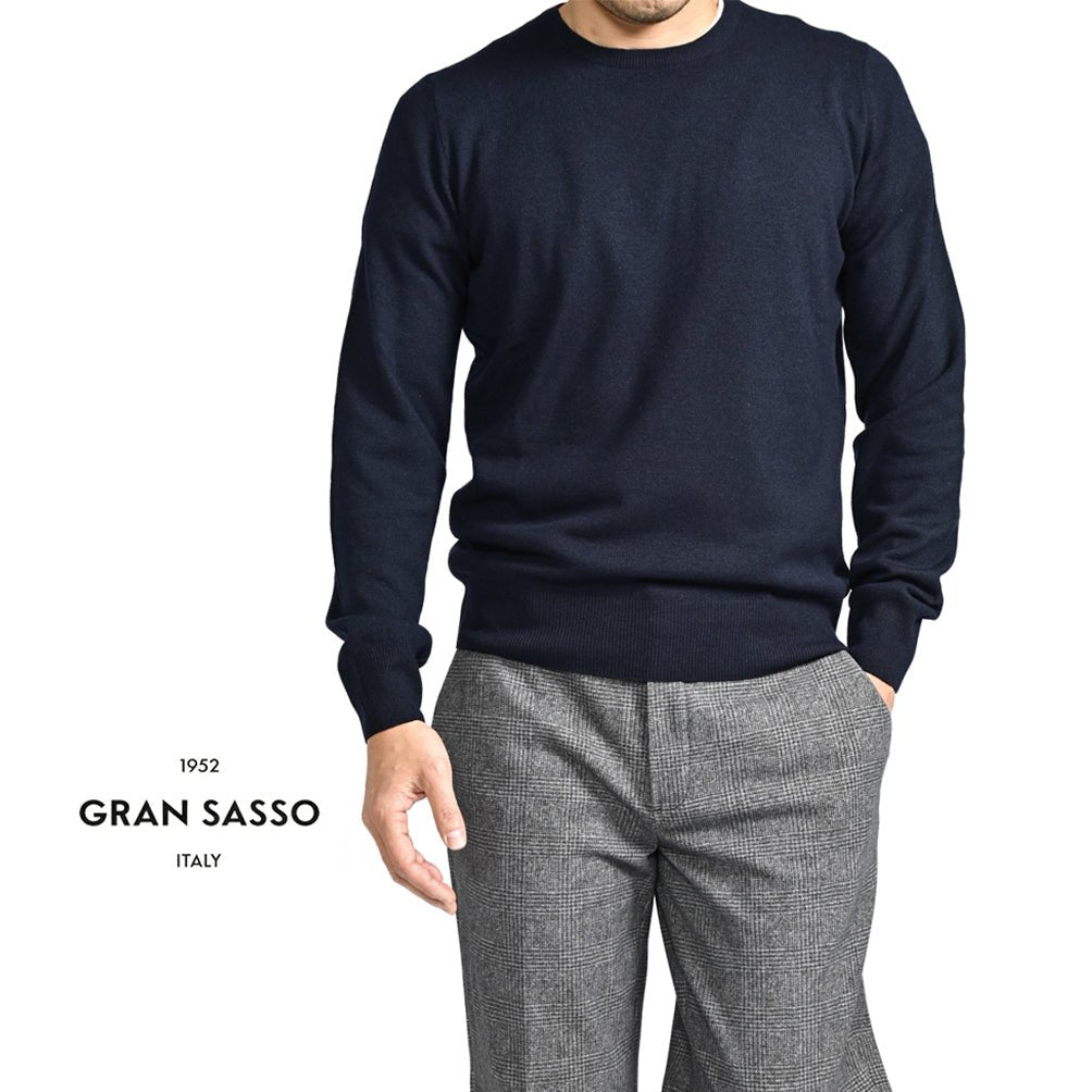 秋冬先行セール｜GRAN SASSO ウールビスコースカシミヤ クルーネックハイゲージニットセーター｜413596-46｜GUARDAROBA MILANO OFFICIAL STORE