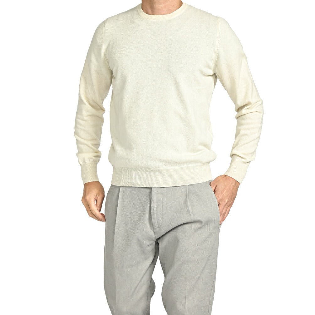 秋冬先行セール｜GRAN SASSO CASHMERE カシミヤ100% クルーネックハイゲージニットセーター｜413764-A-46｜GUARDAROBA MILANO OFFICIAL STORE
