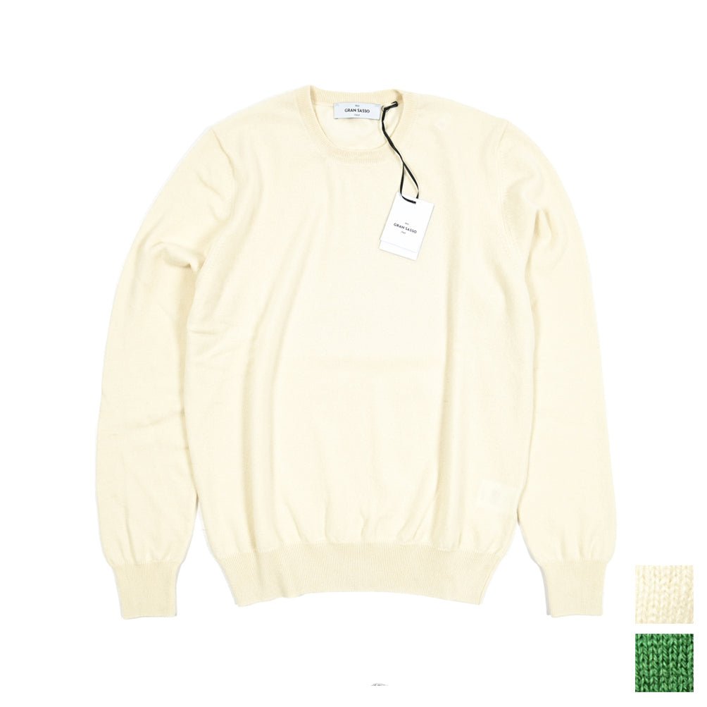 秋冬先行セール｜GRAN SASSO CASHMERE カシミヤ100% クルーネックハイゲージニットセーター｜413764-A-46｜GUARDAROBA MILANO OFFICIAL STORE