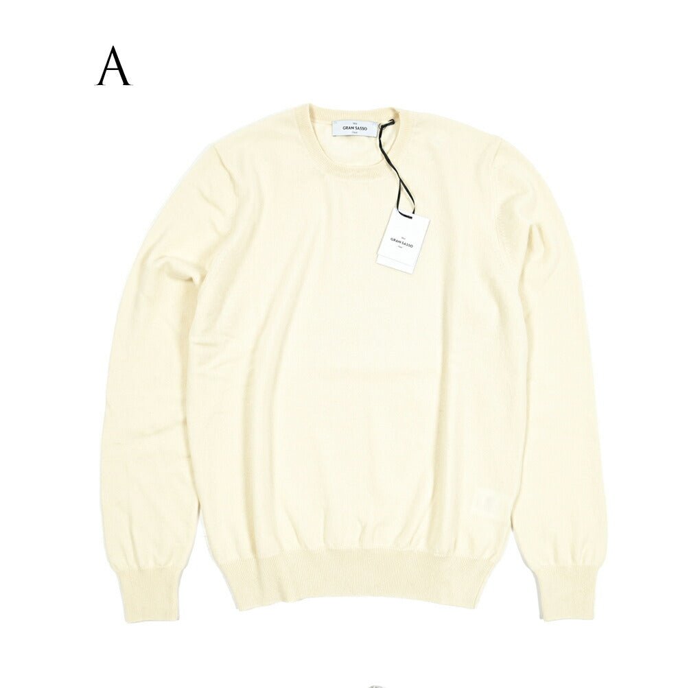 秋冬先行セール｜GRAN SASSO CASHMERE カシミヤ100% クルーネックハイゲージニットセーター｜413764-A-46｜GUARDAROBA MILANO OFFICIAL STORE