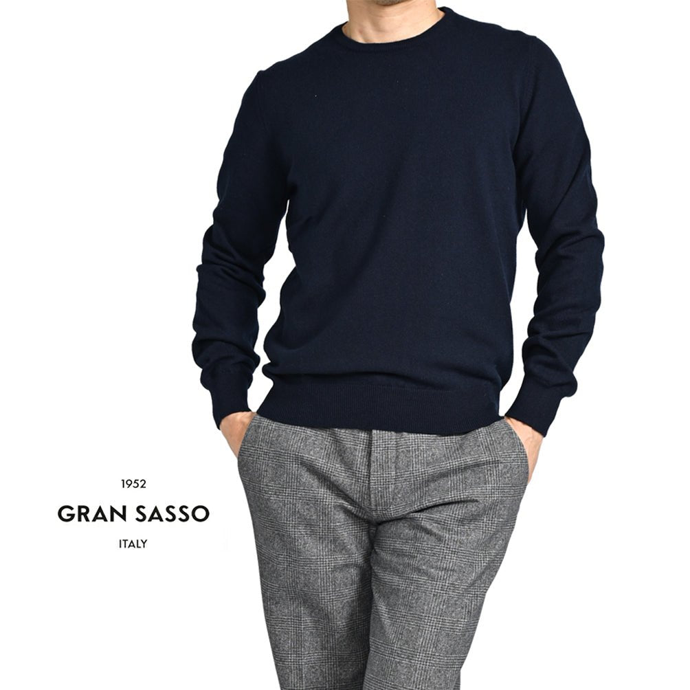 秋冬先行セール｜GRAN SASSO CASHMERE カシミヤ100% クルーネックハイゲージニットセーター｜413818-46｜GUARDAROBA MILANO OFFICIAL STORE