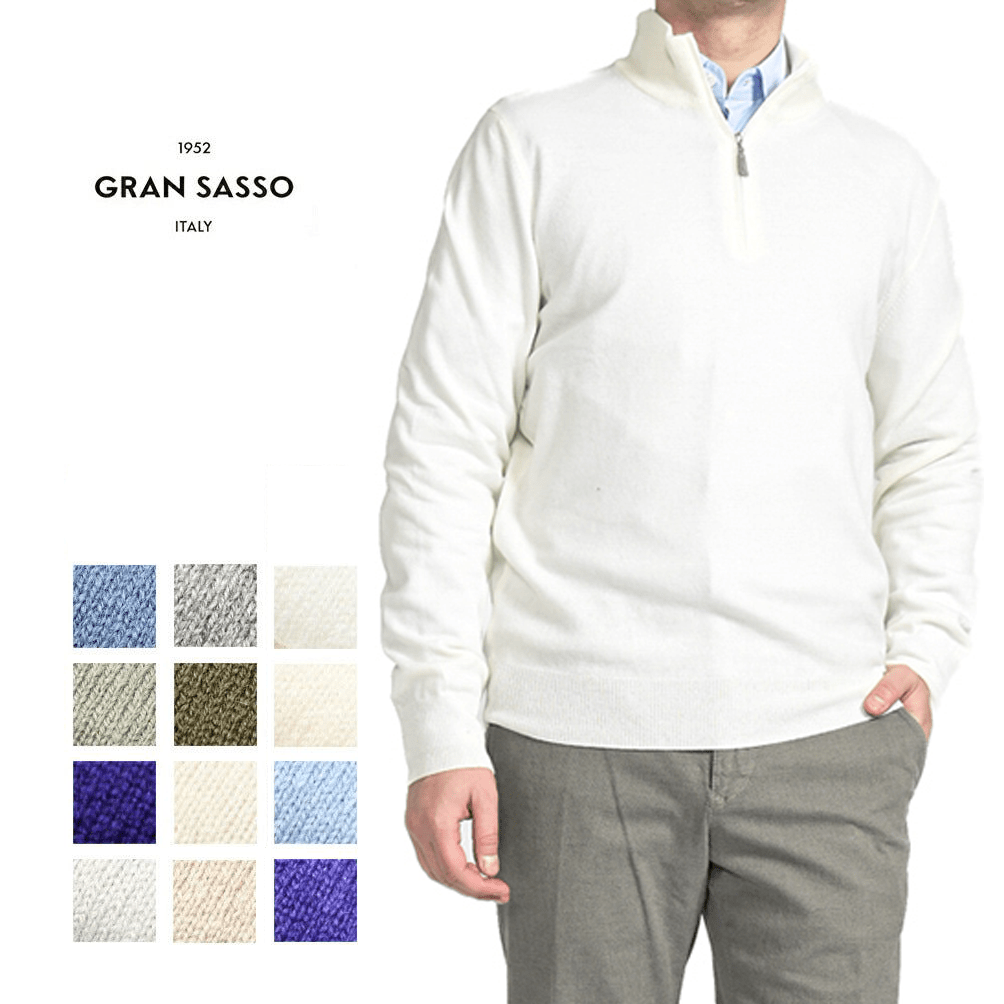 SALE｜GRAN SASSO ウールカシミヤ ハーフジップニットセーター / SLOWEAR｜399020 - A - 50｜GUARDAROBA MILANO OFFICIAL STORE