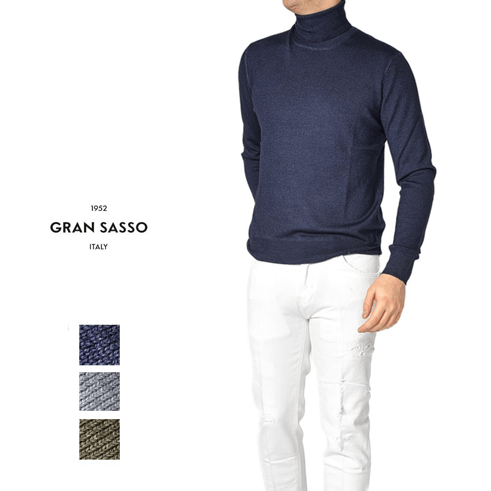 【クーポン対象】春セール｜GRAN SASSO ヴァージンウールカシミヤ タートルネックニットセーター / SLOWEAR｜GUARDAROBA MILANO OFFICIAL STORE