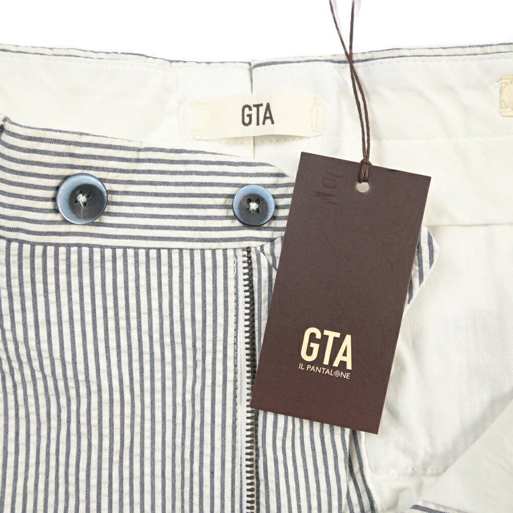 GTA “772” コットン100% シアサッカー スリムフィットワンタックパンツ グレー 46 | GUARDAROBA MILANO OFFICIAL STORE