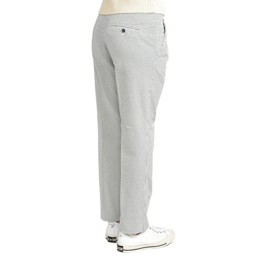 GTA “772” コットン100% シアサッカー スリムフィットワンタックパンツ グレー 46 | GUARDAROBA MILANO OFFICIAL STORE
