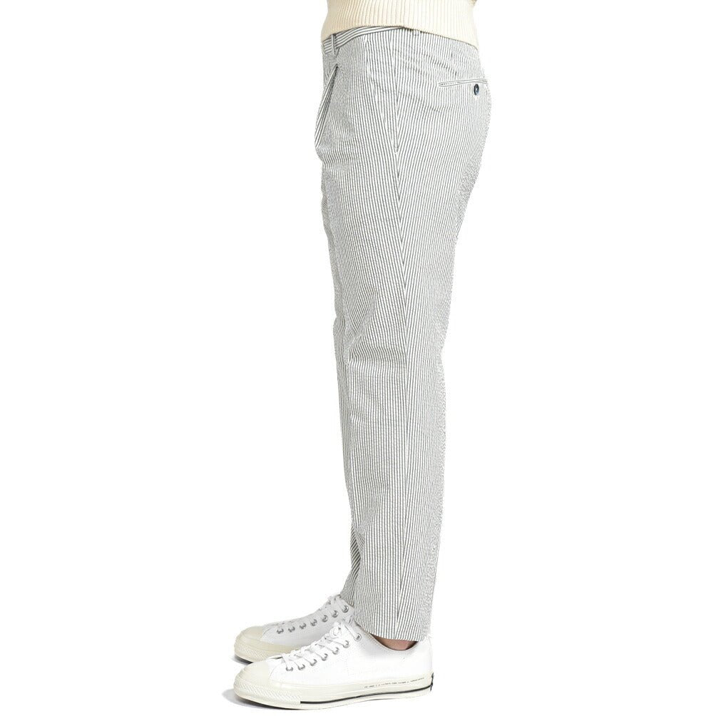 GTA “772” コットン100% シアサッカー スリムフィットワンタックパンツ グレー 46 | GUARDAROBA MILANO OFFICIAL STORE