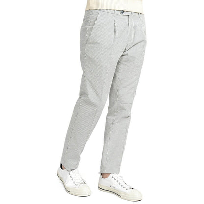 GTA “772” コットン100% シアサッカー スリムフィットワンタックパンツ グレー 46 | GUARDAROBA MILANO OFFICIAL STORE