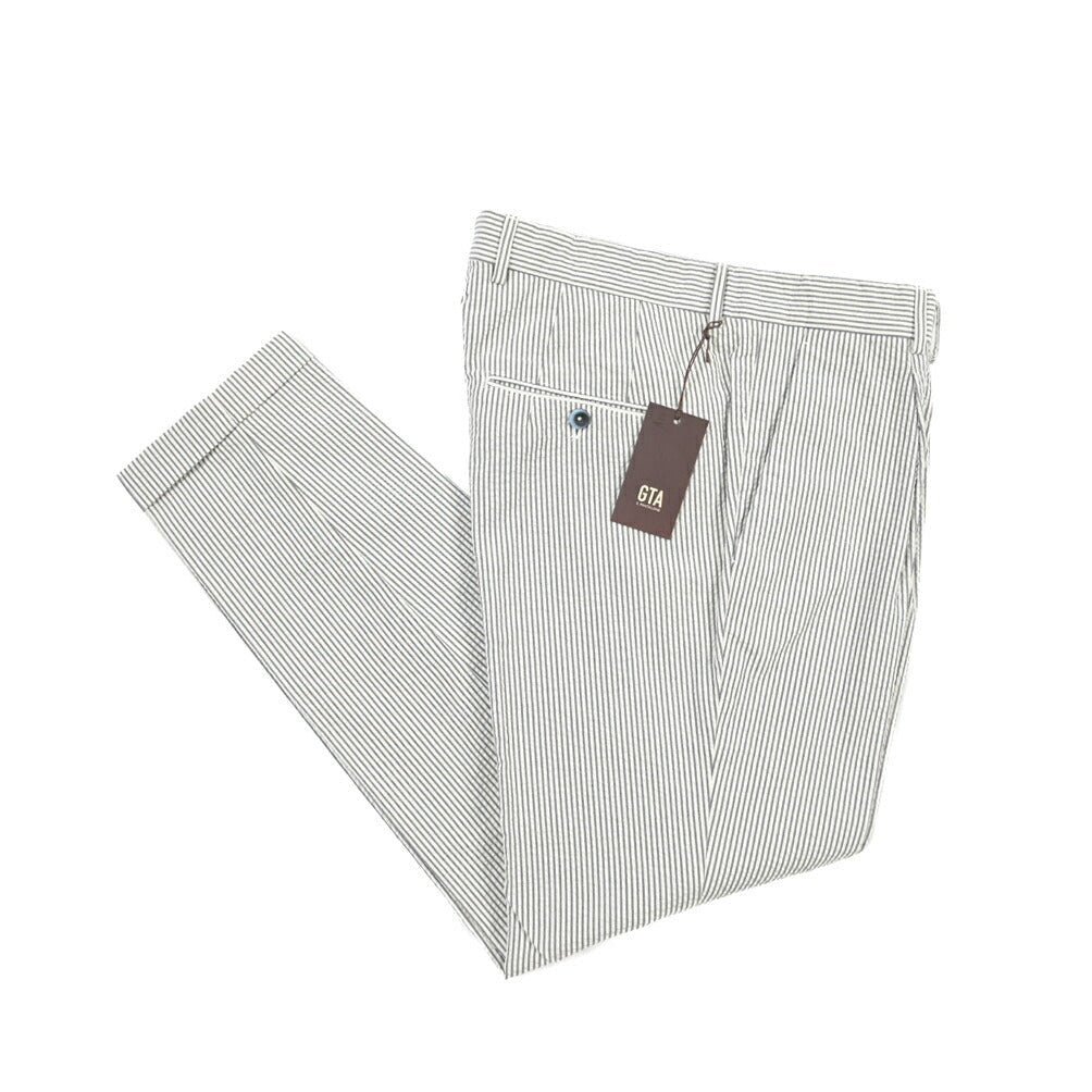 GTA “772” コットン100% シアサッカー スリムフィットワンタックパンツ グレー 46 | GUARDAROBA MILANO OFFICIAL STORE