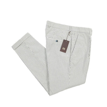 GTA “772” コットン100% シアサッカー スリムフィットワンタックパンツ グレー 46 | GUARDAROBA MILANO OFFICIAL STORE
