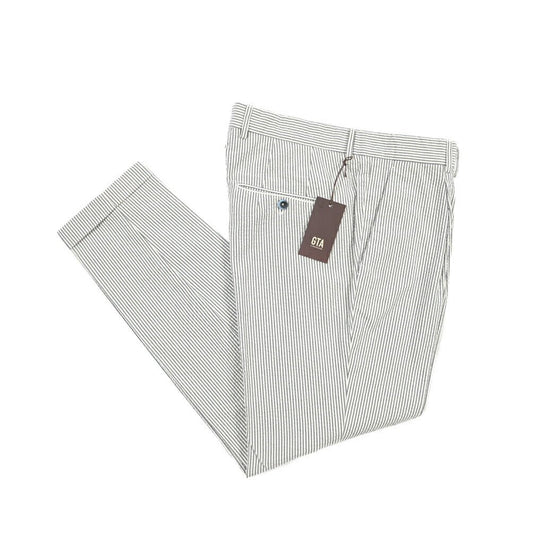 GTA “772” コットン100% シアサッカー スリムフィットワンタックパンツ グレー 46 | GUARDAROBA MILANO OFFICIAL STORE