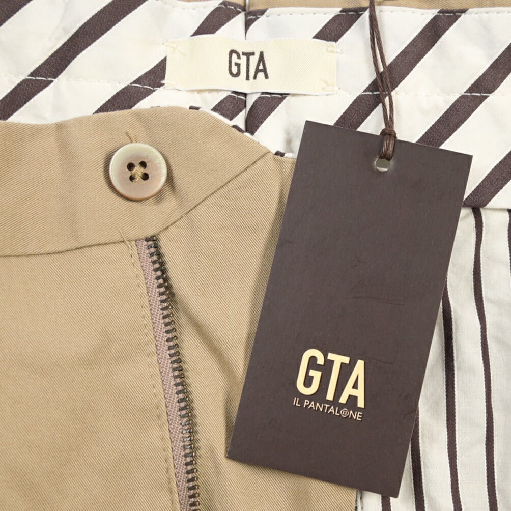 GTA “772 L” ストレッチコットン ワンタックチノパンツ / SLIM FIT ベージュ 46 | GUARDAROBA MILANO OFFICIAL STORE