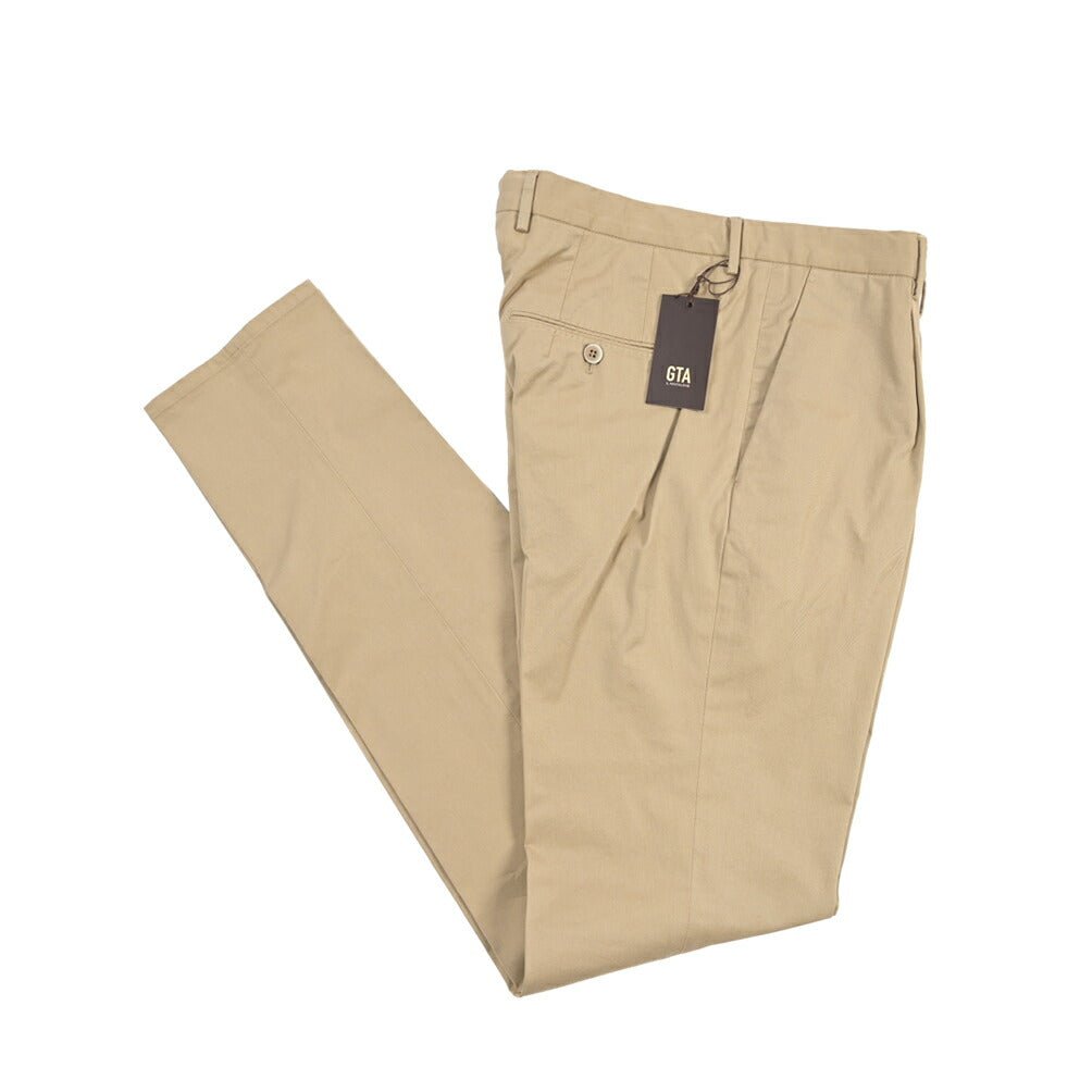 GTA “772 L” ストレッチコットン ワンタックチノパンツ / SLIM FIT ベージュ 46 | GUARDAROBA MILANO OFFICIAL STORE