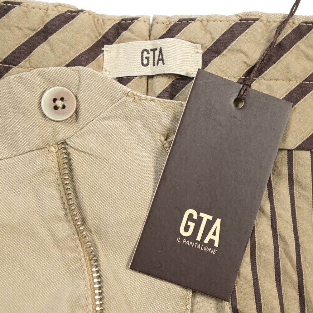GTA “772” ストレッチコットン ワンタックチノパンツ / SLIM FIT ベージュ 46 | GUARDAROBA MILANO OFFICIAL STORE