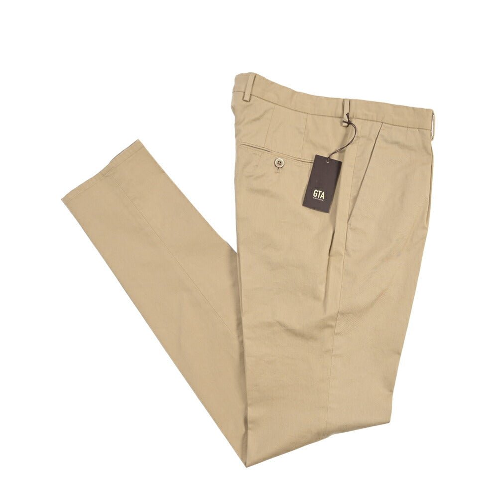 GTA “772L” ストレッチコットン ワンタックチノパンツ / SLIM FIT ベージュ 48 | GUARDAROBA MILANO OFFICIAL STORE