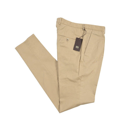 GTA “772L” ストレッチコットン ワンタックチノパンツ / SLIM FIT ベージュ 48 | GUARDAROBA MILANO OFFICIAL STORE