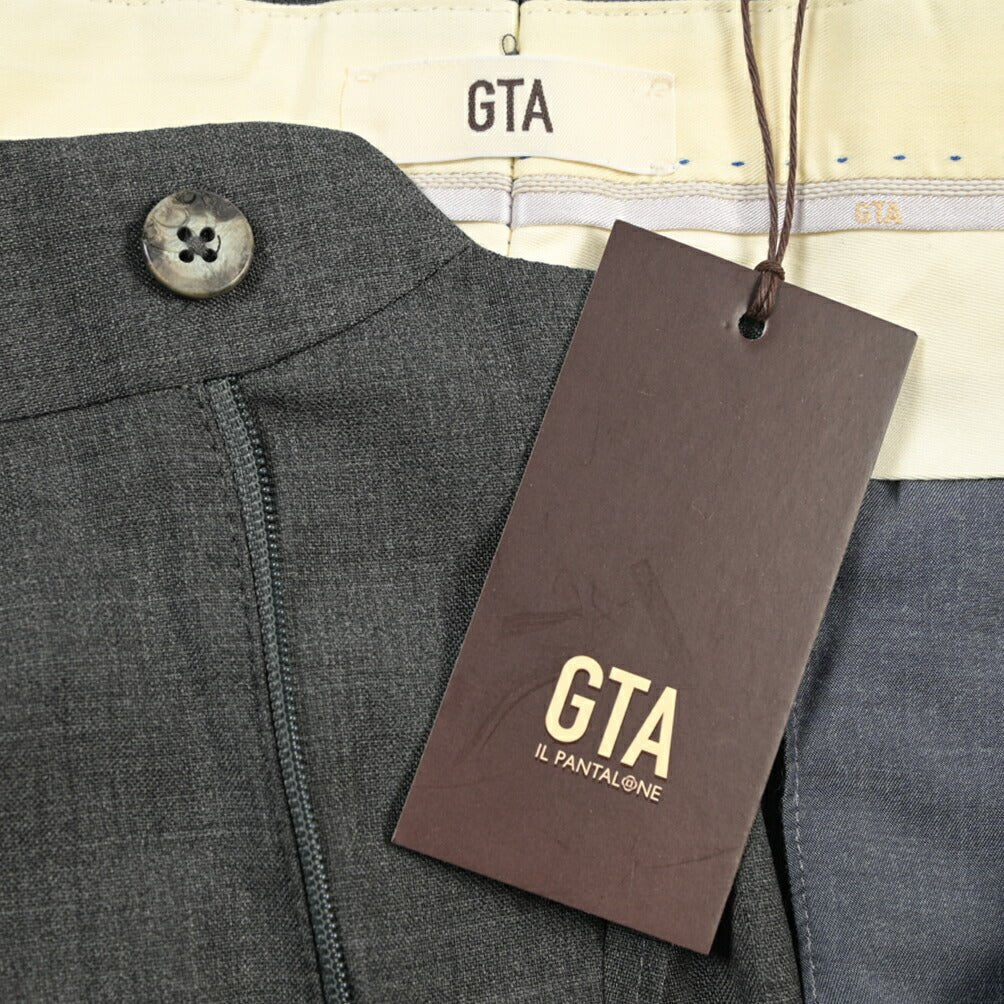 GTA “800 G SL” ウール100% ノータックスラックス / SLIM FIT ダークグレー 50 | GUARDAROBA MILANO OFFICIAL STORE