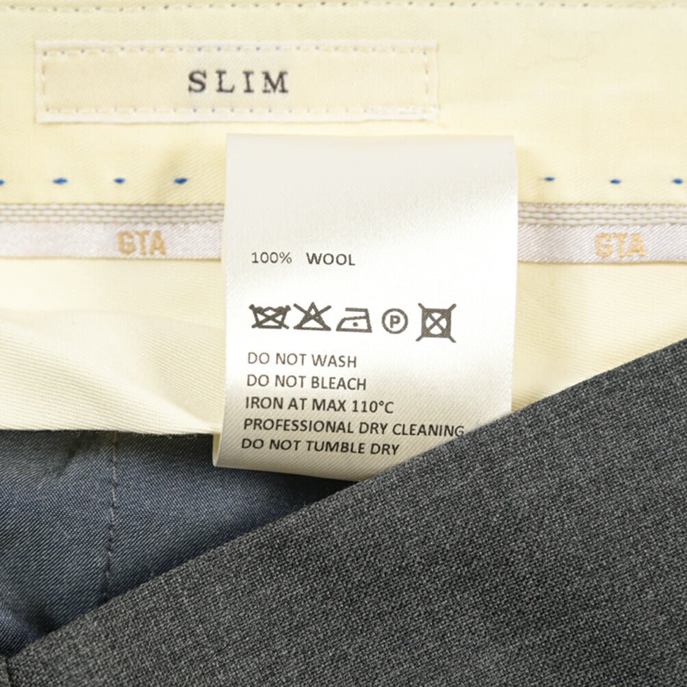 GTA “800 G SL” ウール100% ノータックスラックス / SLIM FIT ダークグレー 50 | GUARDAROBA MILANO OFFICIAL STORE