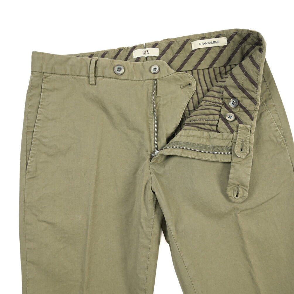 GTA “800 K” ストレッチコットン ノータックチノパンツ / EXTRASLIM FIT カーキグリーン 46 | GUARDAROBA MILANO OFFICIAL STORE