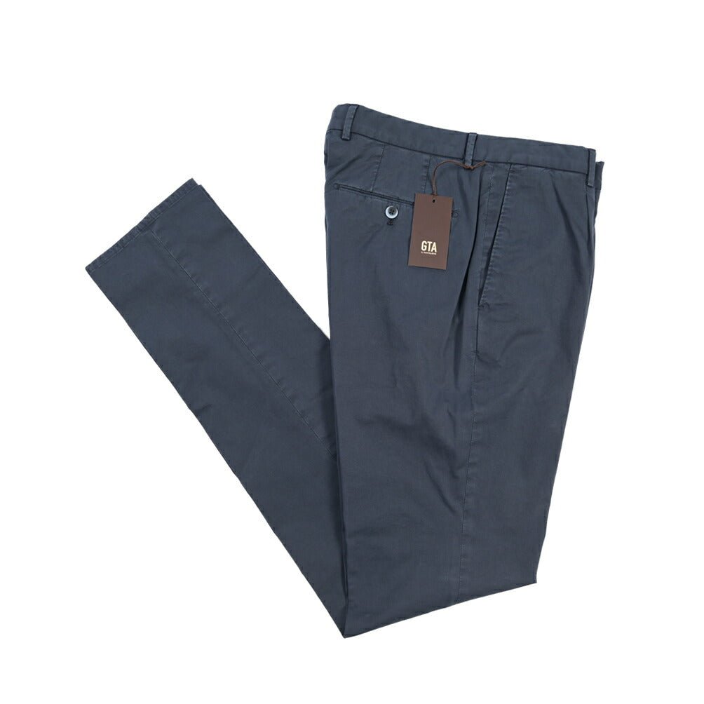 GTA “800 KP” ストレッチコットン ワンタックチノパンツ / EXTRASLIM FIT ネイビー 46 | GUARDAROBA MILANO OFFICIAL STORE