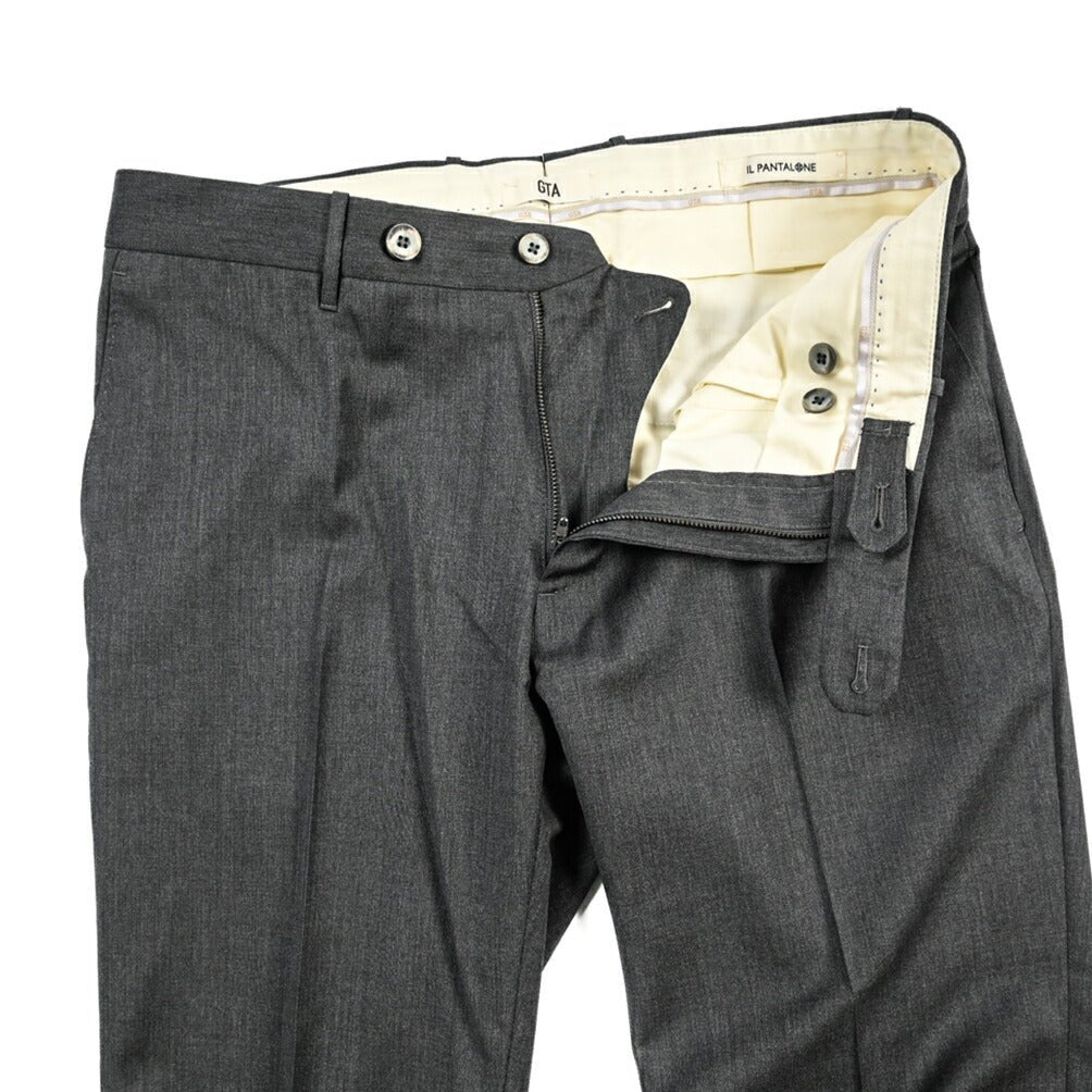GTA “800 SL” ヴァージンウール100% ノータックスラックス / SLIM FIT ダークグレー 56 | GUARDAROBA MILANO OFFICIAL STORE