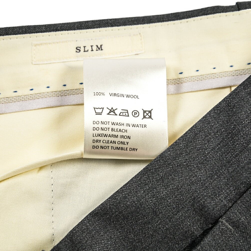 GTA “800 SL” ヴァージンウール100% ノータックスラックス / SLIM FIT ダークグレー 56 | GUARDAROBA MILANO OFFICIAL STORE