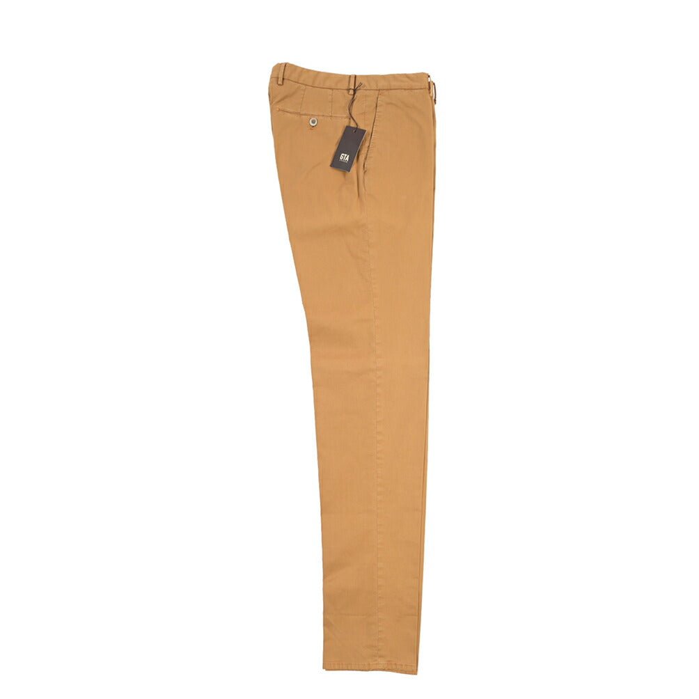 GTA “800 SL” ストレッチコットン ノータックチノパンツ / SLIM FIT ライトブラウン 48 | GUARDAROBA MILANO OFFICIAL STORE
