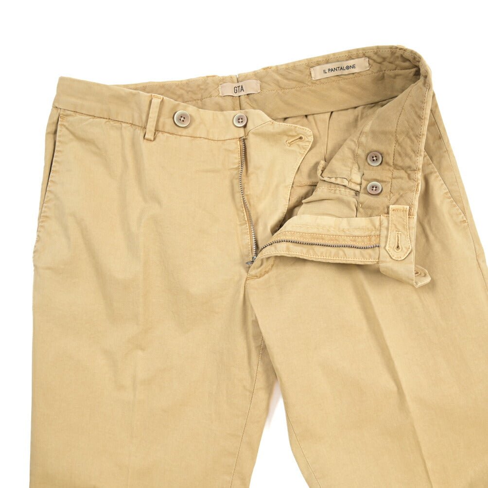 GTA “800 SL” ストレッチコットン ノータックチノパンツ / SLIM FIT ベージュ 46 | GUARDAROBA MILANO OFFICIAL STORE