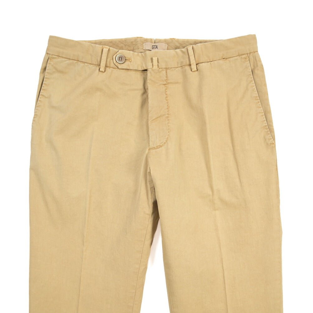 GTA “800 SL” ストレッチコットン ノータックチノパンツ / SLIM FIT ベージュ 46 | GUARDAROBA MILANO OFFICIAL STORE