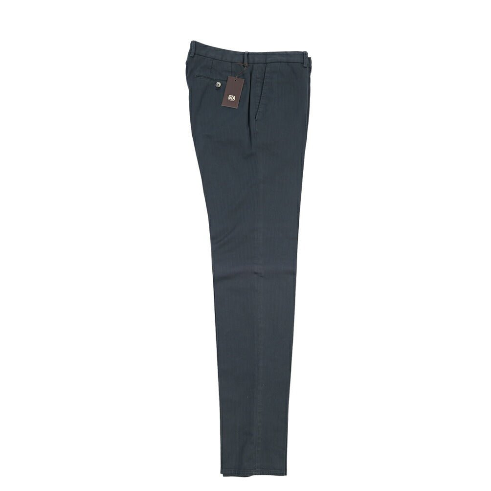 GTA “800 SL” ストレッチコットン ノータックチノパンツ シャドーストライプ / SLIM FIT ネイビー 50 | GUARDAROBA MILANO OFFICIAL STORE