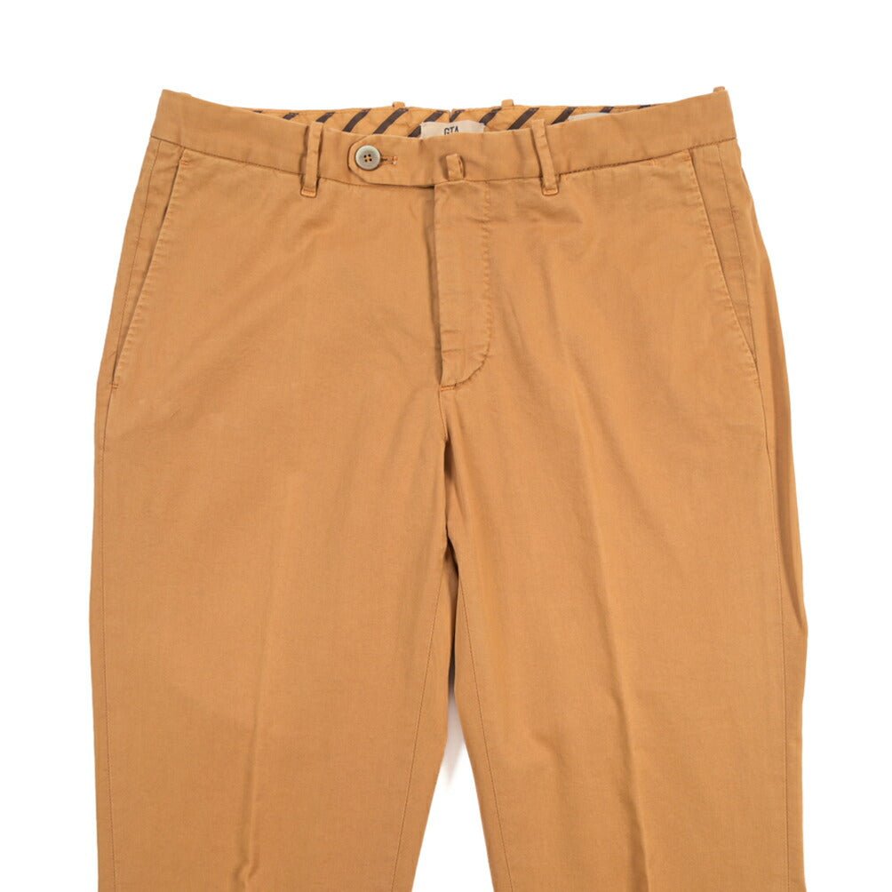 GTA “800 SSL” ストレッチコットン ノータックチノパンツ / EXTRASLIM FIT ブラウン 48 | GUARDAROBA MILANO OFFICIAL STORE